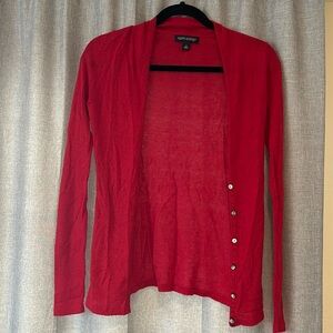 Red cardigan sweater